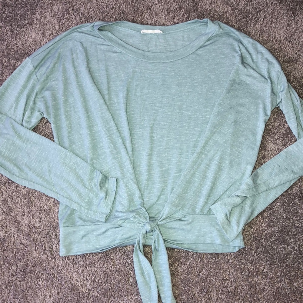 Tie front long sleeve top